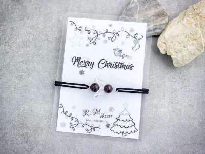 Merry Christmas gránát angyal karkötő