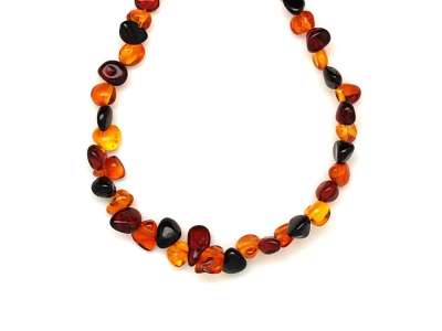 Borostyán kerek sötét vegyes splitter nyaklánc 55cm