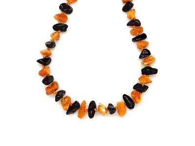 Borostyán söt barna sárga splitter baba nyaklánc 35cm