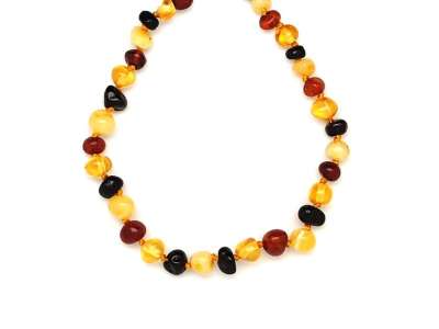 Borostyán kerek vegyes splitter baba nyaklánc 35cm