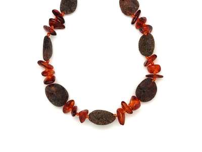 Borostyán barna matt pebble splitter nyaklánc 45cm