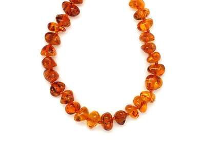 Borostyán kerekített barna splitter nyaklánc 45cm