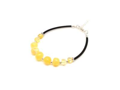 Borostyán kerekített sárga karkötő