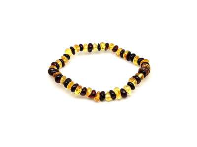 Borostyán kerek sárga sötétbarna splitter karkötő
