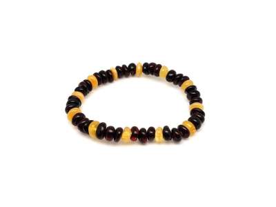 Borostyán kerek sötétbarna sárga splitter karkötő