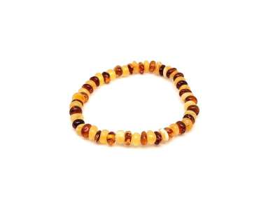 Borostyán kerekített barna sárga mix splitter karkötő