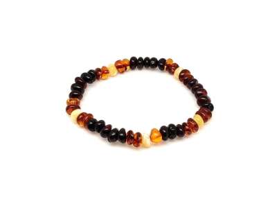 Borostyán kerekített barna mix splitter karkötő