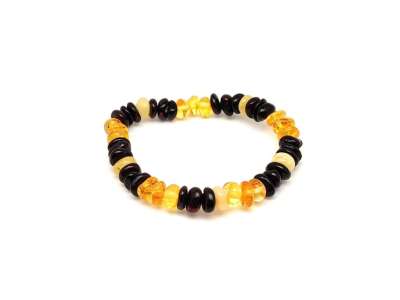 Borostyán kerekített multi sötét splitter karkötő