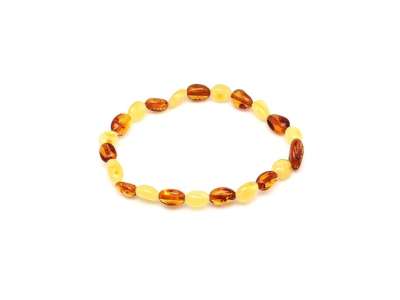 Borostyán sárga barna pebble karkötő 6-8x4-6mm