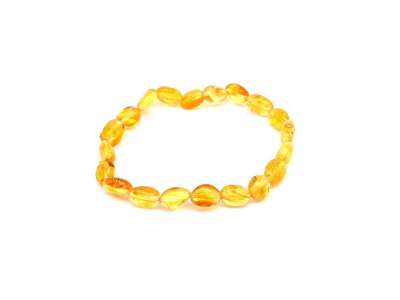 Borostyán sárga pebble karkötő 7-9x5-7mm