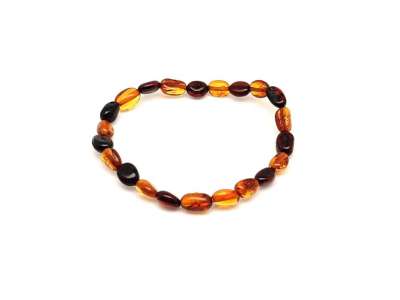 Borostyán sötét barna mix pebble karkötő 6-8x4-6mm