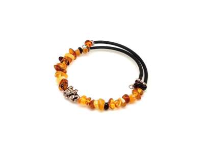 Borostyán splitter elefánt ezüst gyerek karkötő