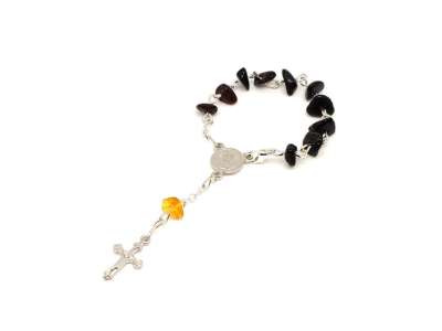 Borostyán sötét barna splitter kicsi rózsafüzér