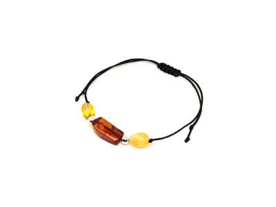 Borostyán állítható dobcsiszolat golyó karkötő 6-9x14-17mm