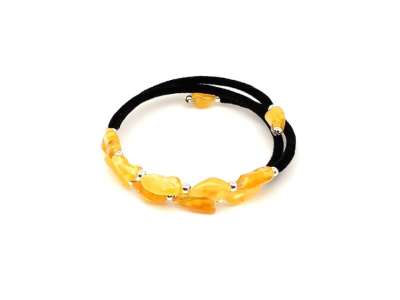 Borostyán memória sárga dobcsiszolat karkötő