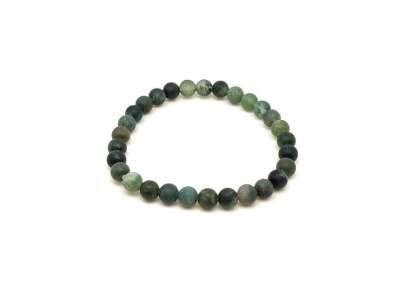 Achát moha matt ásvány karkötő golyós 6mm