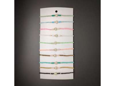 Állítható műanyag gyöngy fazettált karkötő csomag 10db