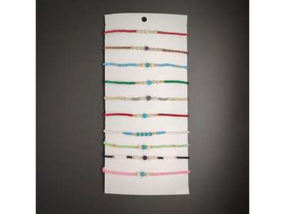 Állítható vegyes golyós cérna karkötő csomag 10db