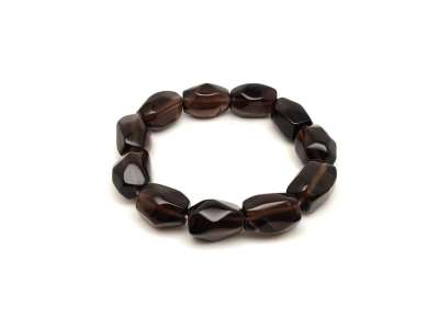 Füstkvarc csiszolt darabos ásvány karkötő 10x15mm