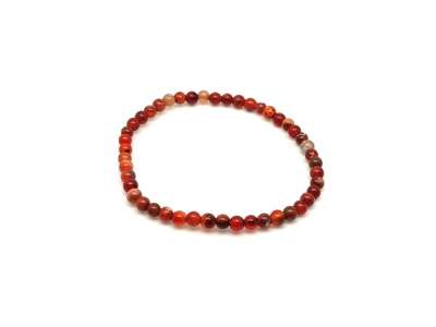 Karneol sötét sávos ásvány karkötő golyós 4mm