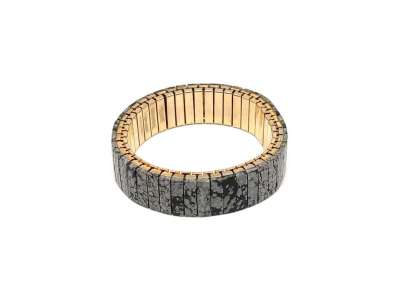 Obszidián hópehely rugalmas fém arany karkötő 15mm