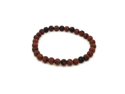 Obszidián mahagóni matt ásvány karkötő golyós 6mm