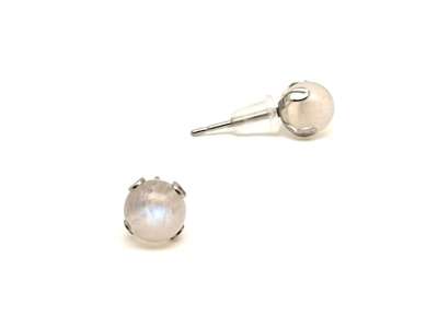 Fülbevaló acél karmos golyó fehér holdkő 6mm