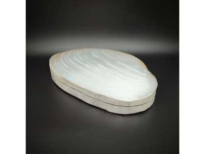 Nagyméretű kagyló ékszertartó doboz fehér-krém díszdoboz 23 cm