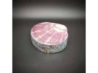 Lila-fehér kagyló ékszertartó doboz romantikus ajándékdoboz 10×10 cm