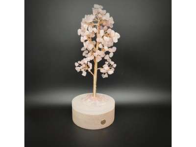 Fa lámpa Rózsakvarc elemes 20cm