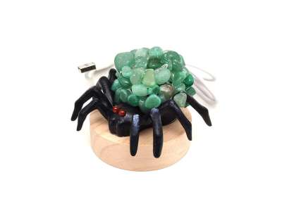 Aventurin ásvány pók lámpa 7 cm USB csatlakozással kézzel készült dísz