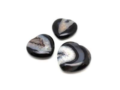 Achát fekete fehér szív 4-5cm