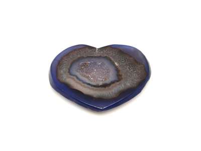 Achát szinezett kék geódás szív 7-10cm