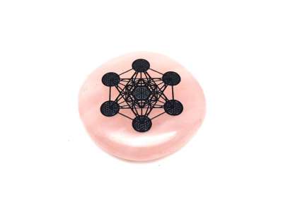 Rózsakvarc korong metatron fekete 4-5cm