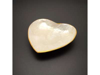 Tál kagyló szív arany szélű 10cm