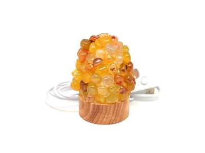 Lámpa ásvány ragasztott dobcsiszolat USB Achát sárga