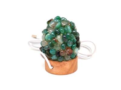 Lámpa ásvány ragasztott dobcsiszolat USB Achát zöld