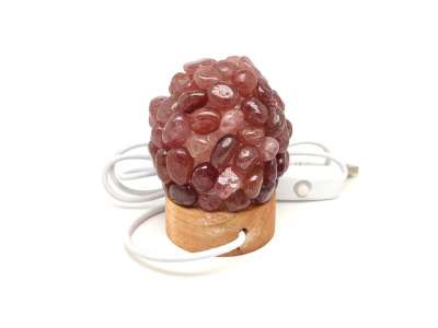 Lámpa ásvány ragasztott dobcsiszolat USB Eperkvarc