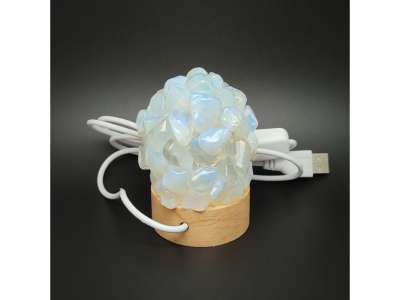 Lámpa ásvány ragasztott dobcsiszolat USB Opalit