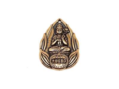 Sárgaréz medál csepp lótusz Buddha 2,5x3,5cm