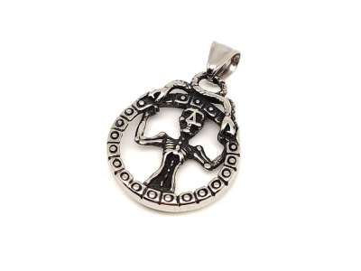 Medál acél csontváz kerek 3cm