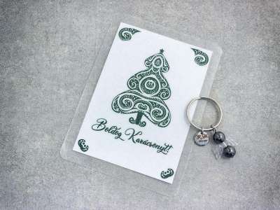 Boldog Karácsonyt kulcstartó hematittal