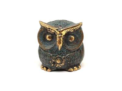 Réz figura bagoly kék arany 5x4cm