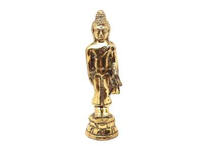 Réz figura Buddha álló arany 10,5x3cm