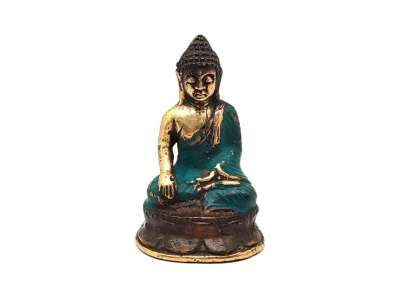 Réz figura Buddha arany kék 7x4,5cm