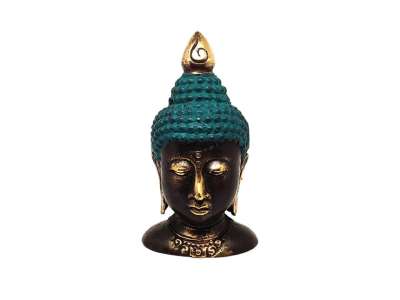 Réz figura Buddha fej kék 11x6cm