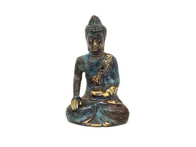 Réz figura Buddha gyógyító kék arany 10x6cm