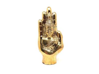 Réz figura Buddha kéz arany 10,5x5cm