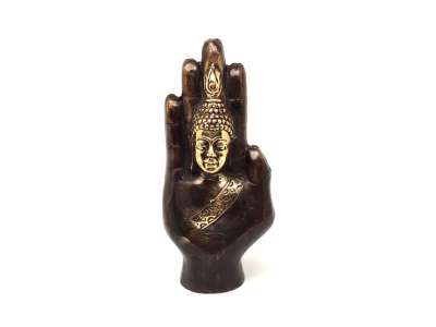 Réz figura Buddha kéz óarany 10,5x5cm
