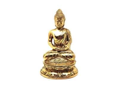 Réz figura Buddha lótusz arany 12x7cm